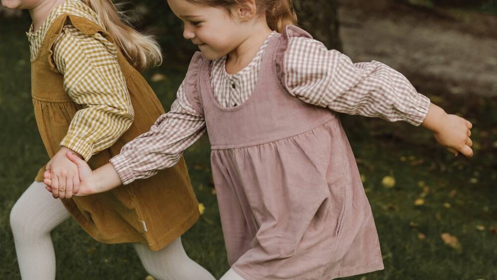 Pehr Corduroy Pinafore 6-12M Thistle & Gingham Bodysuit 12-18M Mulberry Set